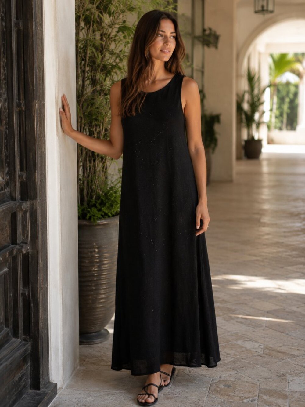 DBY‎ Ltd. Black Sparkle Sheer Overlay Maxi Dress Size 11 12 Evening Formal